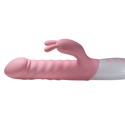 3 Motors G Spot Thrusting Rabbit Vibrator , Soft Silicone Telescopic Dildo Vibrator